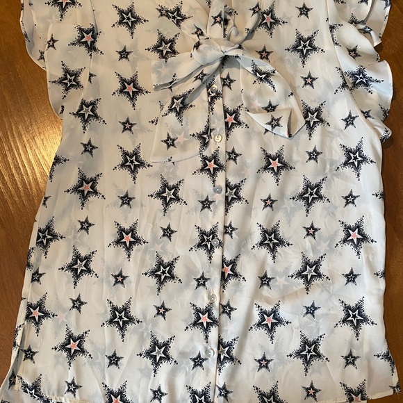 Zara Star top with bow black and white blouse - Picture 3 of 7